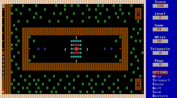 Caverns of Kroz (DOS) screenshot: Level 2