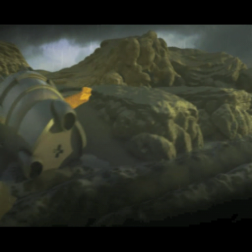 Bionicle Heroes (PlayStation 2) screenshot: After some company logos there's a short cinematic sequence in which a canister gets washed up on an island shore where the occupant is welcomes as the hero who will defeat the baddies
