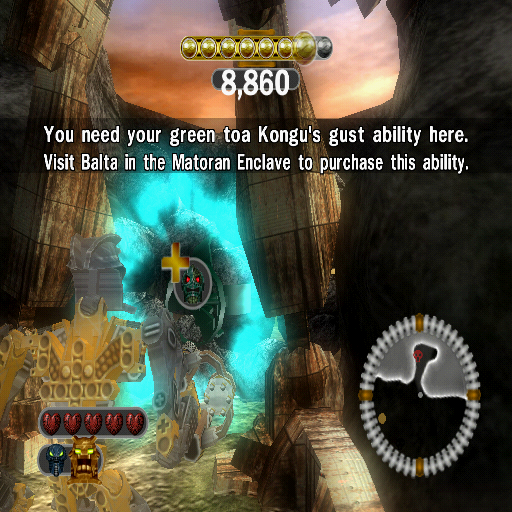 Bionicle Heroes (PlayStation 2) screenshot: Some masks are not around when needed meaning the player will need to revisit this location