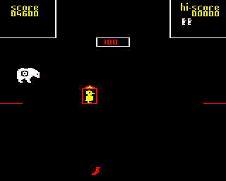 Carousel (BBC Micro) screenshot: Later the bear is accompanied by a duck