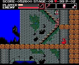 Vampire Killer (MSX) screenshot: Is that Dracula's lair in the distance?