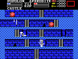 Knightmare II: The Maze of Galious (MSX) screenshot: When you pause the game the knight does his... things