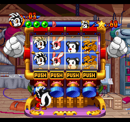 Punky Skunk (PlayStation) screenshot: At the end of this level, there's a slot machine.