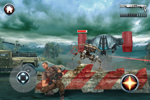Terminator: Salvation (iPhone) screenshot: Some bosses have weak spots that have to be target first