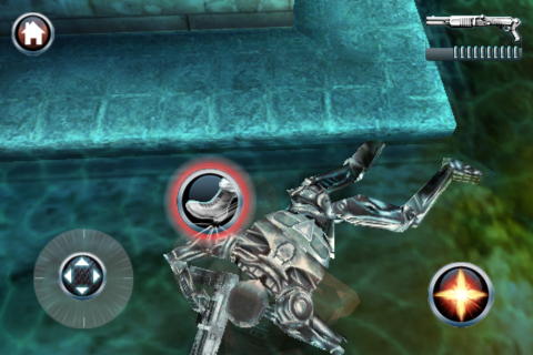 Terminator: Salvation (iPhone) screenshot: Stepping on an enemy to finish off