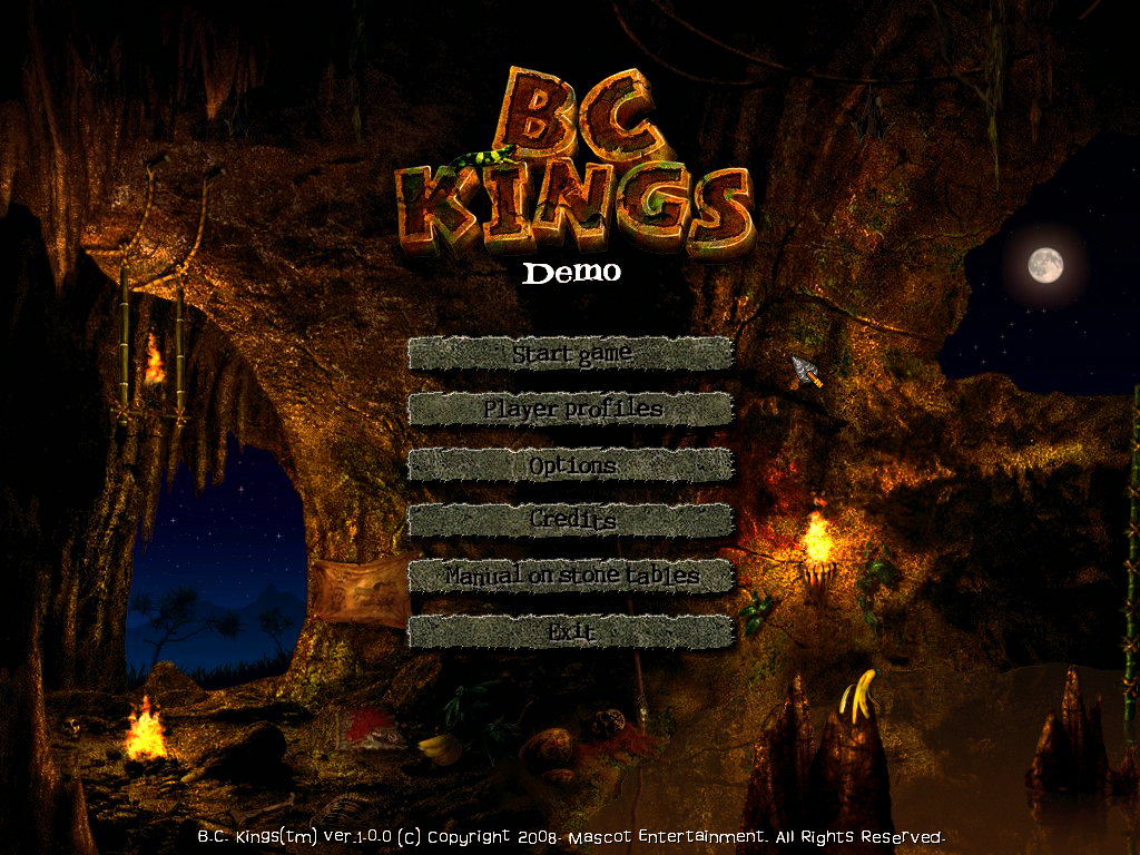 BC Kings (Windows) screenshot: Main menu (demo version).