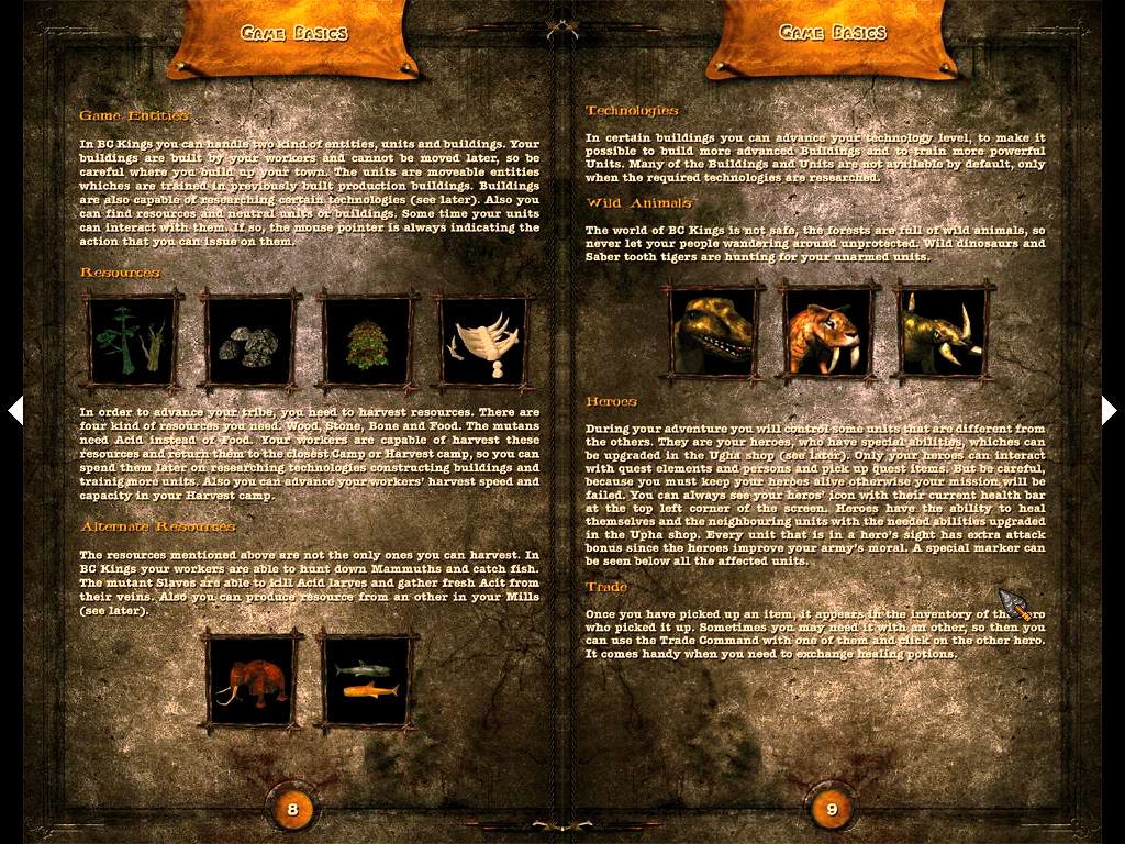 BC Kings (Windows) screenshot: Built-in manual. Nice!
