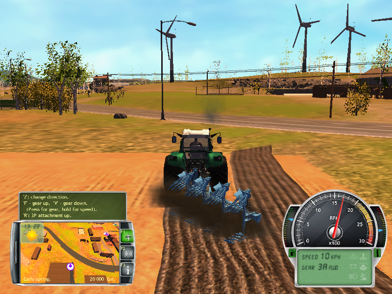 Professional Farmer 2014 (Windows) screenshot: Coming back, I've flipped the plow to the right side just for fun.