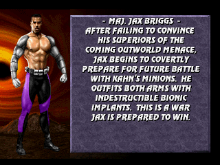 Mortal Kombat 3 (PlayStation) screenshot: Maj. Jax Briggs