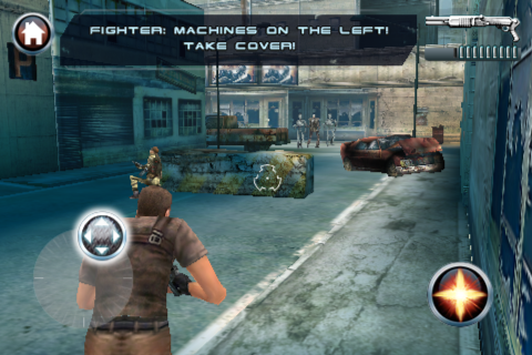Terminator: Salvation (iPhone) screenshot: Running for cover