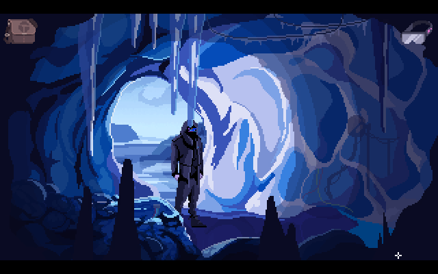 VirtuaVerse (Windows) screenshot: Somewhere in the north - entering a cave; such a simple yet natural view...