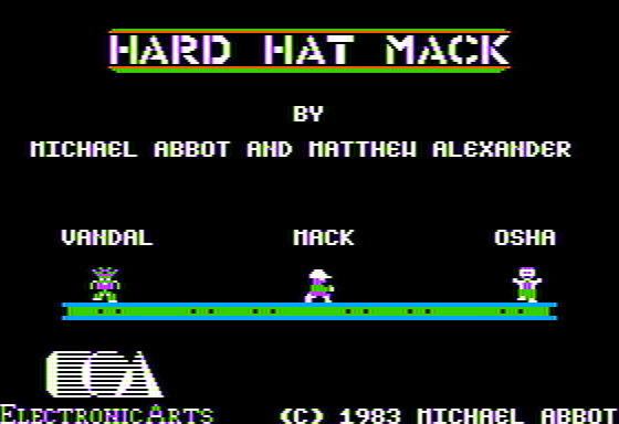 Hard Hat Mack (Apple II) screenshot: Title screen