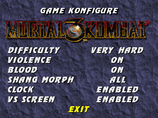Mortal Kombat 3 (PlayStation) screenshot: Game Konfigure