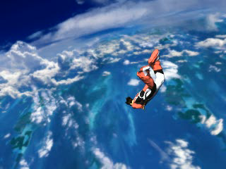 Skydiving Extreme (PlayStation) screenshot: What does skydiving feel like? --- Freedom!