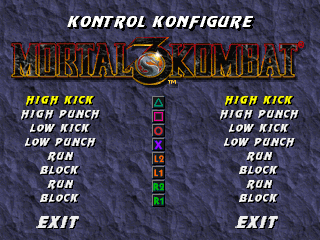 Mortal Kombat 3 (PlayStation) screenshot: Kontrol Konfigure