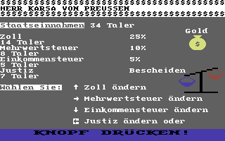 Kaiser (Commodore 64) screenshot: Finances