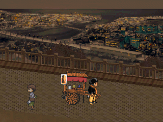Charumera (PlayStation) screenshot: ... it's getting dark. Can't stop looking at "you".