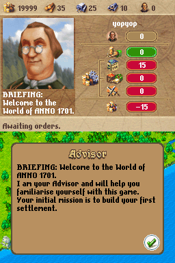 Dawn of Discovery (Nintendo DS) screenshot: The advisor