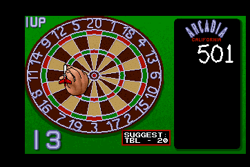Pub Darts (Arcade) screenshot: Throwing the dart
