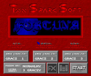 Fortuna (Amiga) screenshot: Main menu