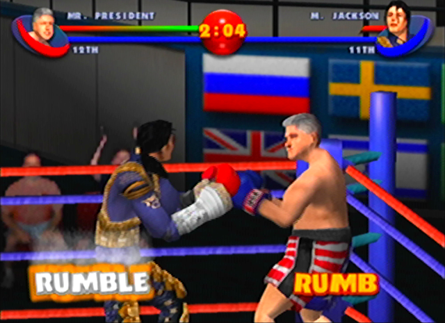 Ready 2 Rumble Boxing: Round 2 (Dreamcast) screenshot: Michael Jackson vs. Bill Clinton