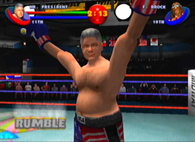 Ready 2 Rumble Boxing: Round 2 (Dreamcast) screenshot: Bill wins with an odd lock on his face