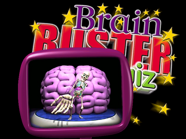 Brain Buster Quiz (Windows) screenshot: The game has an animated introduction. This is Seemore, the quizmaster, welcoming the player(s) to the fun