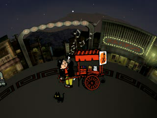 Charumera (PlayStation) screenshot: Uncle Charumera blowing the flute.