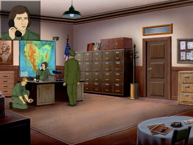 Jack Orlando: A Cinematic Adventure (Director's Cut) (Windows) screenshot: One of the offices at the base. And that would be all because we're very close to the ending...