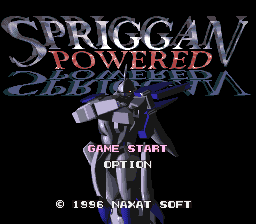 Spriggan Powered (SNES) screenshot: Title screen / Main menu