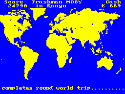 Travel with Trashman (ZX Spectrum) screenshot: Your big pay-off after all that hard work... a sentence saying that you have completed the game.