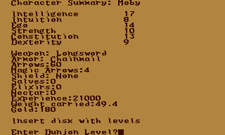 Dunjonquest: Hellfire Warrior (Atari 8-bit) screenshot: All ready