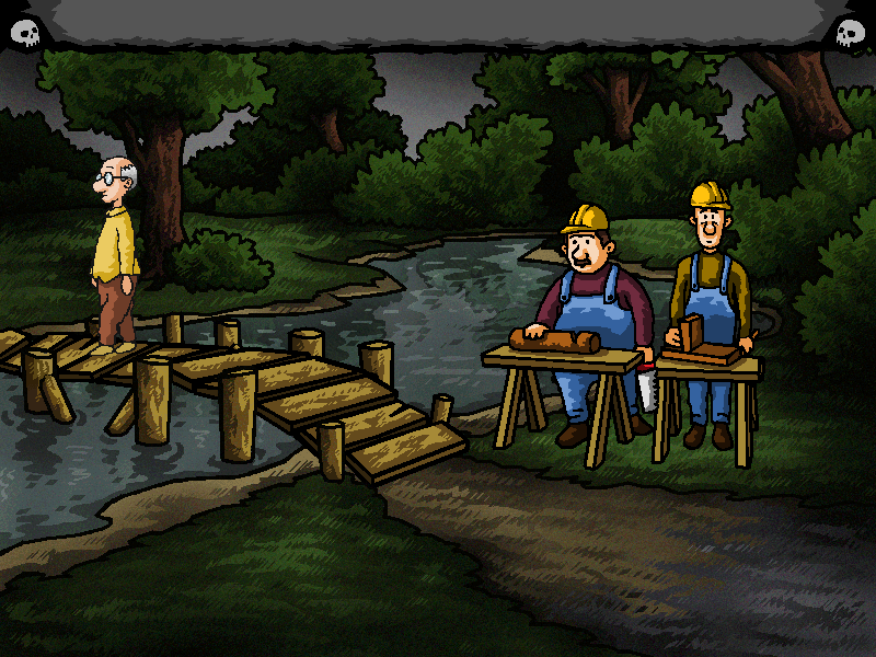 Donald Dowell and the Ghost of Barker Manor (Windows) screenshot: The repaired bridge to the other side of the river.