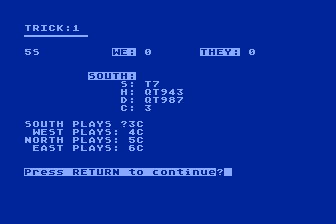 Bridge 4.0 (Atari 8-bit) screenshot: End of Round