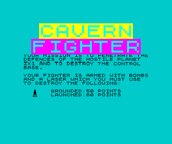 Cavern Fighter (ZX Spectrum) screenshot: Info page 1