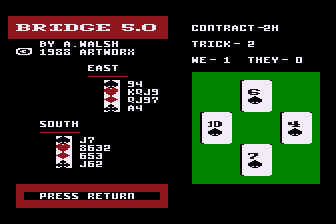 Bridge 5.0 (Atari 8-bit) screenshot: A Completed Round