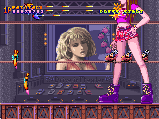 Harmful Park (PlayStation) screenshot: Shooting titties. This boss looks sexy.