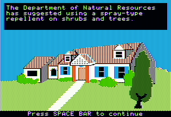 Oh, Deer! (Apple II) screenshot: Spraying repellants