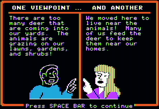 Oh, Deer! (Apple II) screenshot: Different opinions