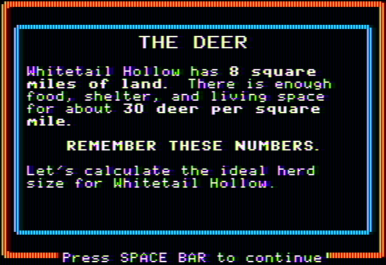 Oh, Deer! (Apple II) screenshot: The numbers to remember