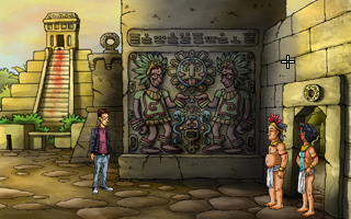 Tales (Windows) screenshot: A wall relief and a closer view at the ominous bloody stairs...