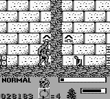 Swamp Thing (Game Boy) screenshot: Jump at the arrow marking to warp to another room