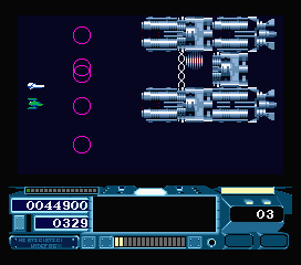 Hydefos (MSX) screenshot: This is the first boss. He's called "Skid Row"