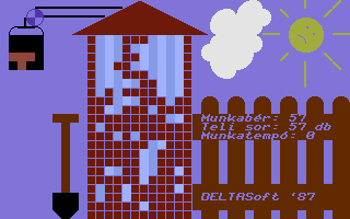 Kőműves Kelemen (Commodore 16, Plus/4) screenshot: Game over (even the sun gets sad)