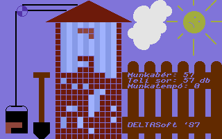 Kőműves Kelemen (Commodore 16, Plus/4) screenshot: Bricks filling up