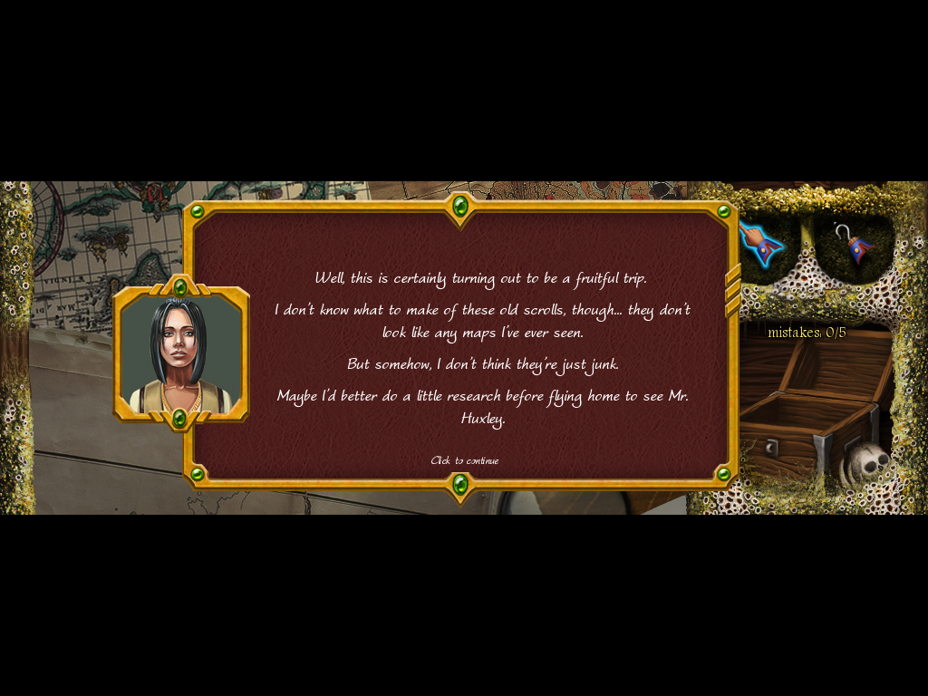 Arizona Rose and the Pirates' Riddles (Windows) screenshot: A bit more story