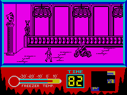 The Rocky Horror Show (ZX Spectrum) screenshot: Avoid the biker