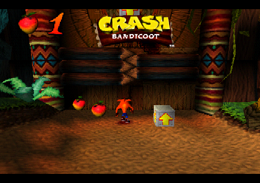 Crash Bandicoot (PlayStation) screenshot: Some levels scroll vertically.