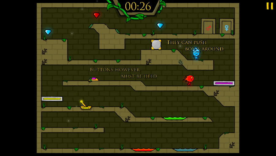 The Forest Temple (Browser) screenshot: The first level teaches the players most of basic mechanics
