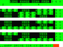 Star Trek (Dragon 32/64) screenshot: Long range scan